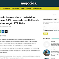 El mercado transaccional de Mxico moviliza un 24% menos de capital hasta noviembre, segn TTR Data
